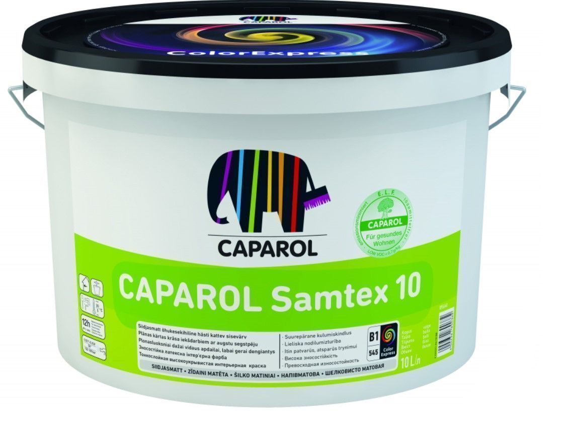 CAPAROL Samtex 10 ELF Lateksa Krāsa Ar Minimālu Patēriņu, Zīdaini Matēta B1 | Bazaars.lv