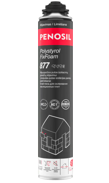 PENOSIL Premium Polystyrol FixFoam 877 Putas-Līme Pistolei