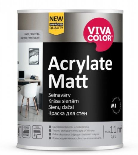 VIVACOLOR Acrylate Matt A Matēta Nodilumizturīga Krāsa Sienām