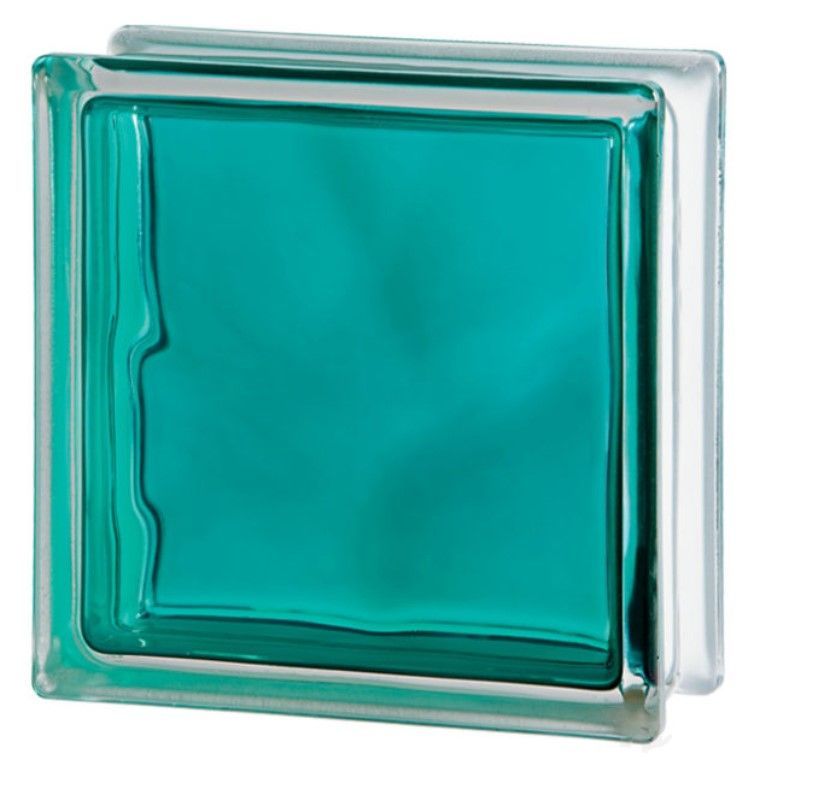 SEVES Basic Brilly Torquoise Wave Stikla Bloks, Zils, 190x190x80mm | Bazaars.lv