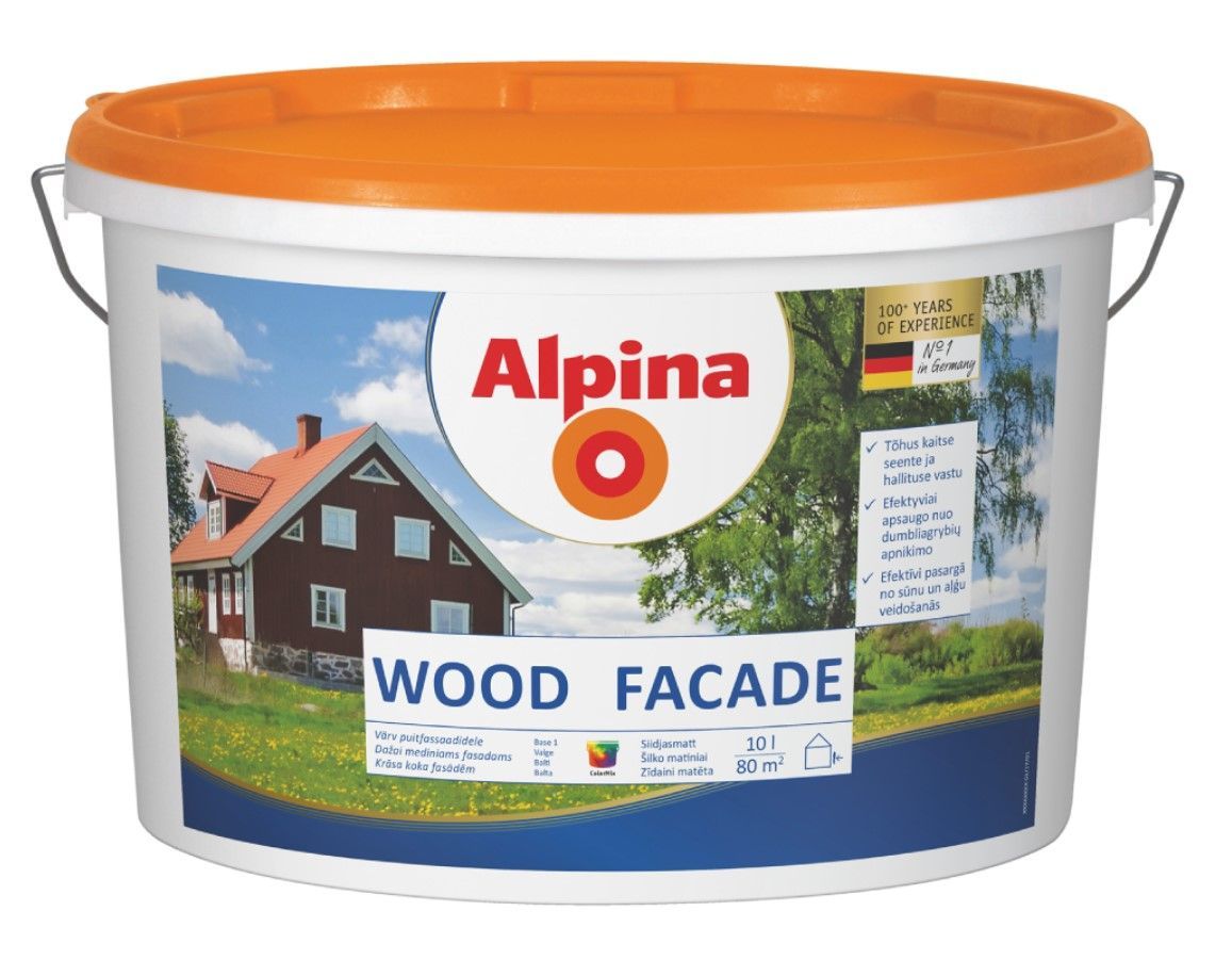 Alpina Wood Facade Krāsa Koka Virsmām Ārdarbos Caurspīdīga B3 | Bazaars.lv